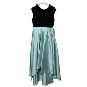 Ignite Evenings NWT Black Mint Teal Satin High Low Formal Gown Dress Womens‎ 6
